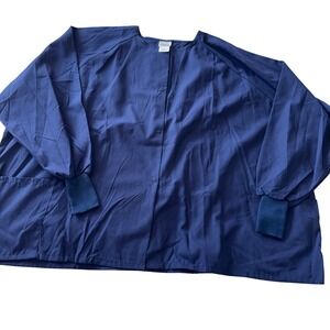 White Swan Fundamentals Navy Blue Snap Front Scrub Jacket 5XL Mens Womens